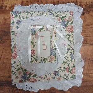 Vtg 80s Fabric Ruffles Lace Floral Photo Album Scrapbook Cottage Binder READ